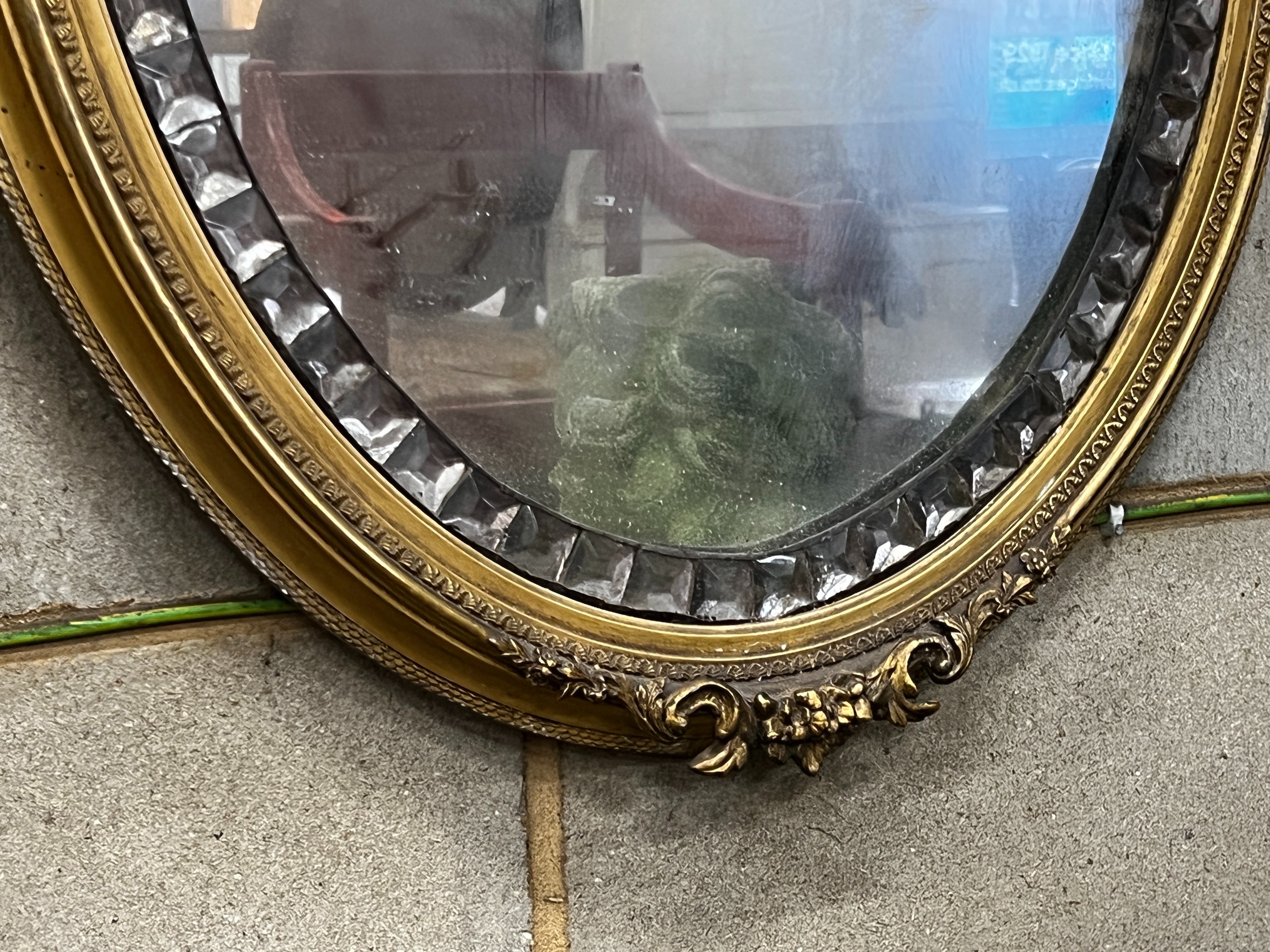 An Irish style oval mirror, width 54cm, height 72cm